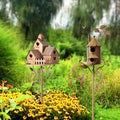 Metal Birdhouse Garden Stakes - 5 Unique Rustic Designs, 170-200mm, Weather-Resistant - SuperSaverAU - view 3