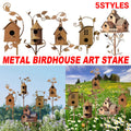 Rustic Copper Metal Birdhouse Garden Stakes - 5 Unique Designs, 170-200mm - SuperSaverAU - view 1