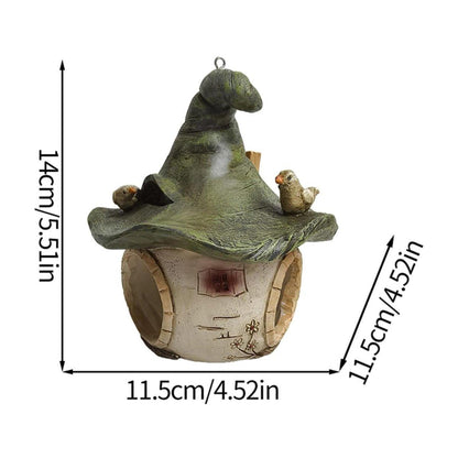 Cartoon Hanging Birdhouse 5.51" Resin Tree Design for Garden Patio Decor