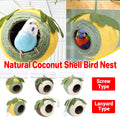 Coconut Shell Bird Nest for Small Birds - 13cm, Colourful Braided Hanging Bed - SuperSaverAU - view 1