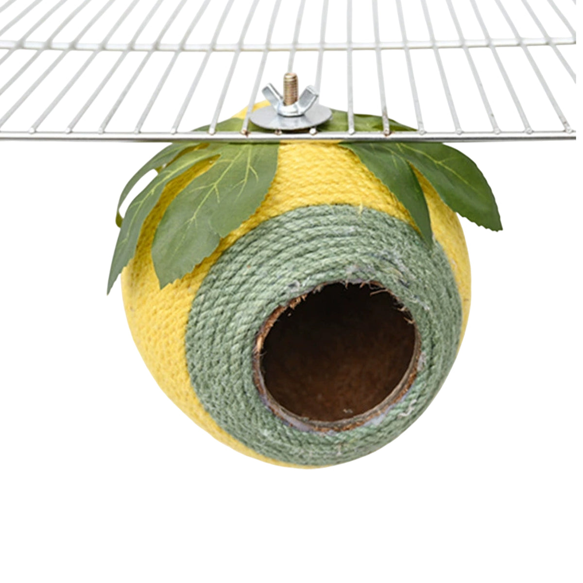 Coconut Shell Bird Nest for Small Birds - 13cm, Colourful Braided Hanging Bed - SuperSaverAU - view 6