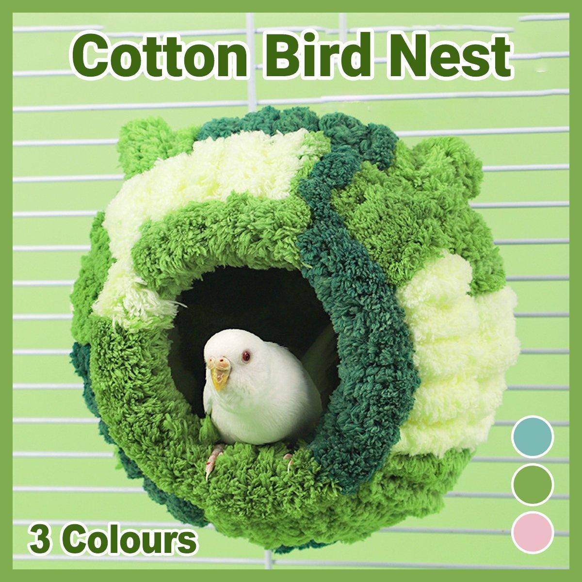 Cozy Cotton Bird Nest Hammock for Parrots - 15cm - Green, Handwoven, Easy Install - SuperSaverAU - view 1