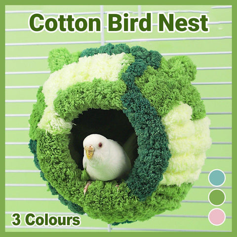 Cozy Cotton Bird Nest Hammock for Parrots - 15cm - Green, Handwoven, Easy Install - SuperSaverAU - view 1