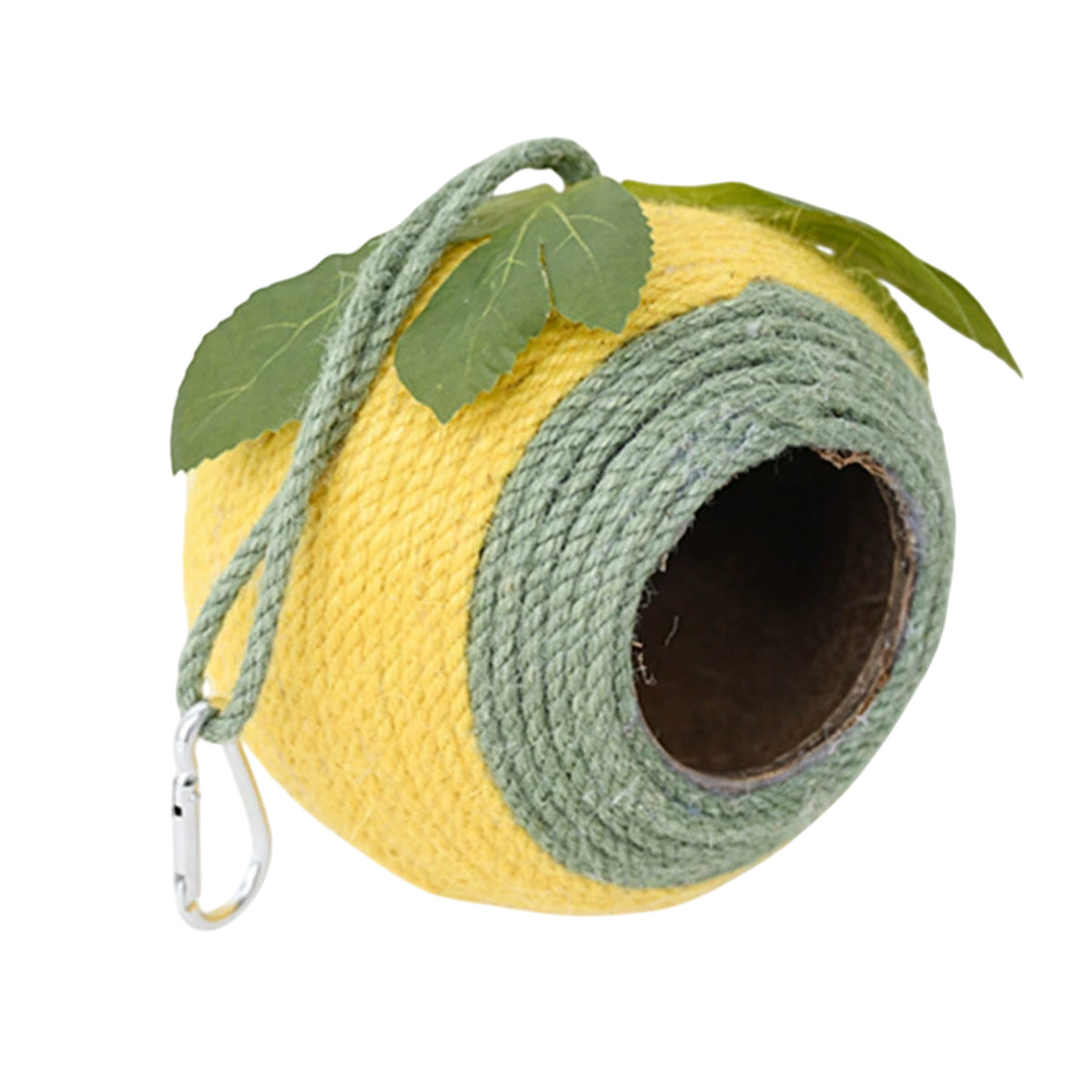 Premium Coconut Shell Bird Nest with Braided Twine - Green Yellow Screw Model