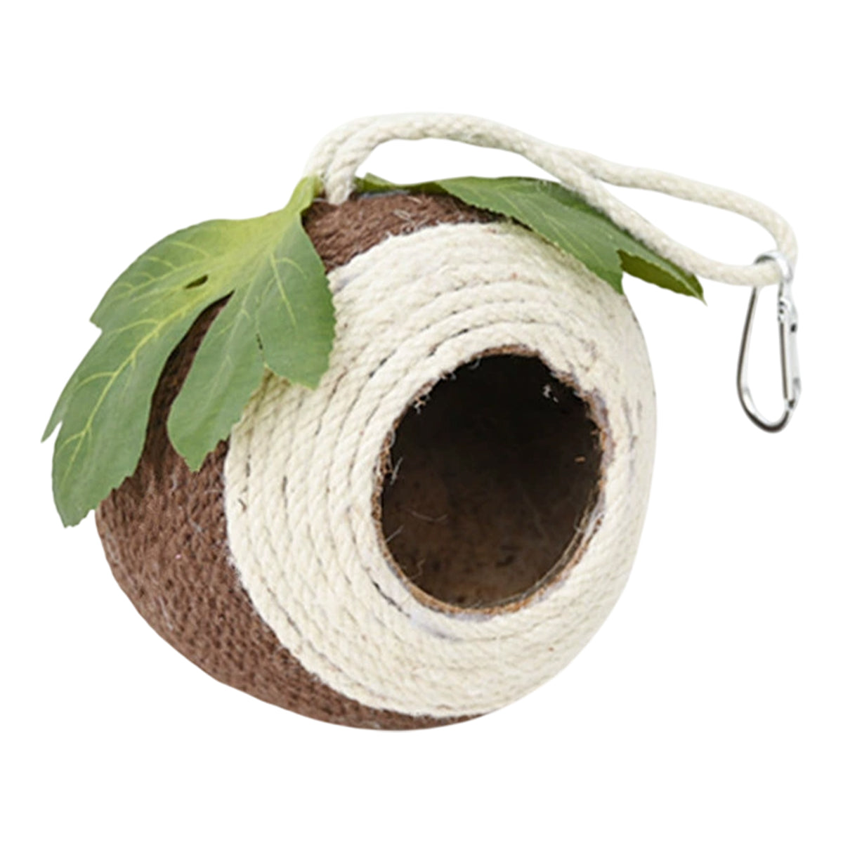 Premium Coconut Shell Bird Nest with Braided Twine - Green Yellow Screw Model