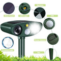 Premium Solar Ultrasonic Animal Repeller with PIR Sensor & LED Flash