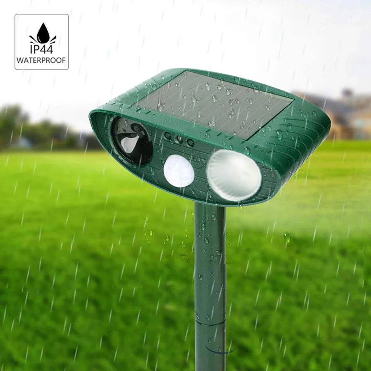 Premium Solar Ultrasonic Animal Repeller with PIR Sensor & LED Flash