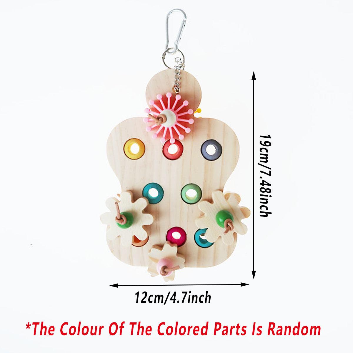 Premium Wooden Parrot Chewing Toy with Interactive Beads