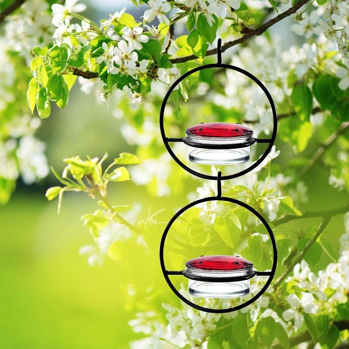 Premium Metal Hummingbird Feeder with Glass Reservoir