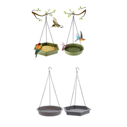Outdoor Hanging Bird Feeder - 15.7" Dual-purpose for Hummingbirds - Grey