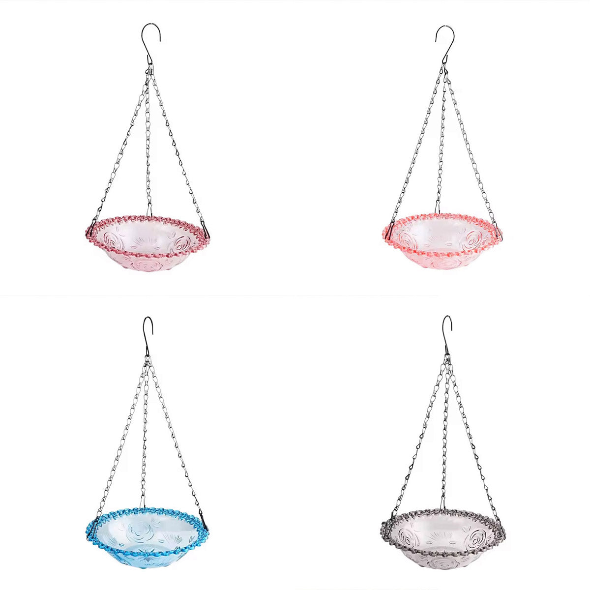 Premium Hanging Glass Bird Bath and Feeder – Blue