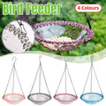 Premium Hanging Glass Bird Bath and Feeder – Pink