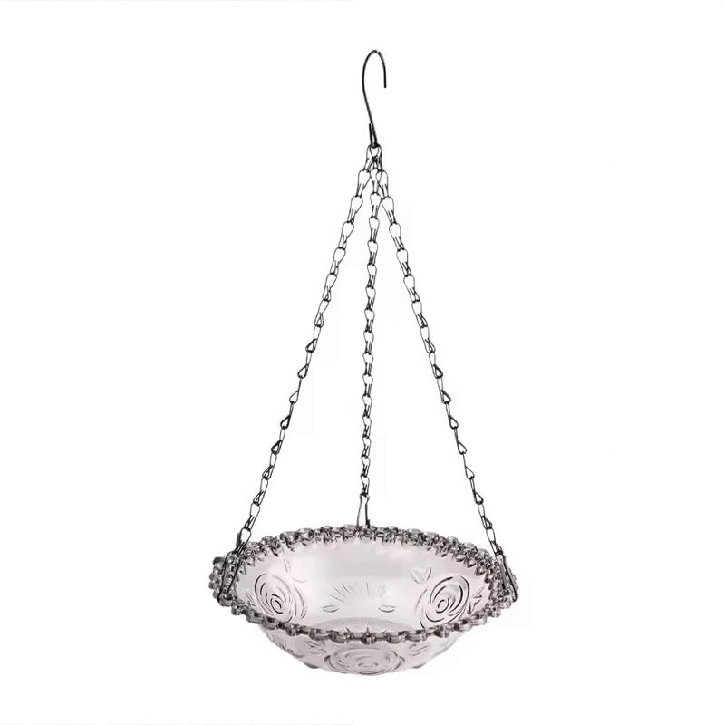 Premium Hanging Glass Bird Bath and Feeder – Purple