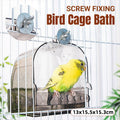 Premium Grey Transparent Parrot Bird Bath Box with Pull-Out Drawer