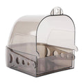 Premium Grey Transparent Parrot Bird Bath Box with Pull-Out Drawer