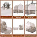 Premium Grey Transparent Parrot Bird Bath Box with Pull-Out Drawer