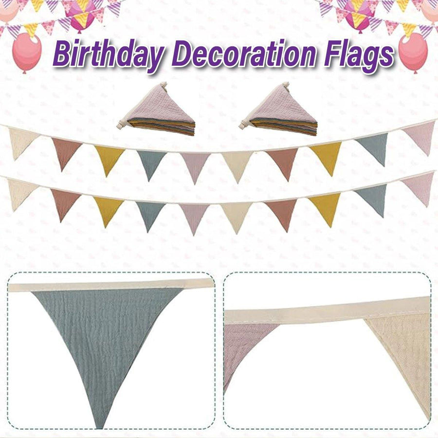 2PCS Triangle Bunting Flag Garland Hanging Flag Banner for Wedding Parties - SuperSaverAU - view 1