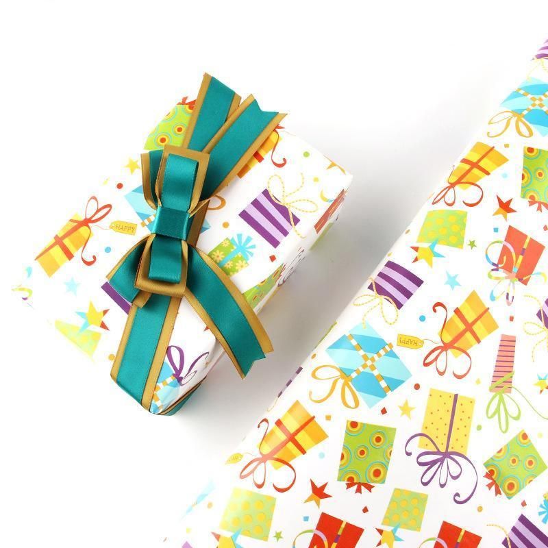 Premium Cartoon Gift Wrapping Paper – Rainbow Sunflower 20 Sheets