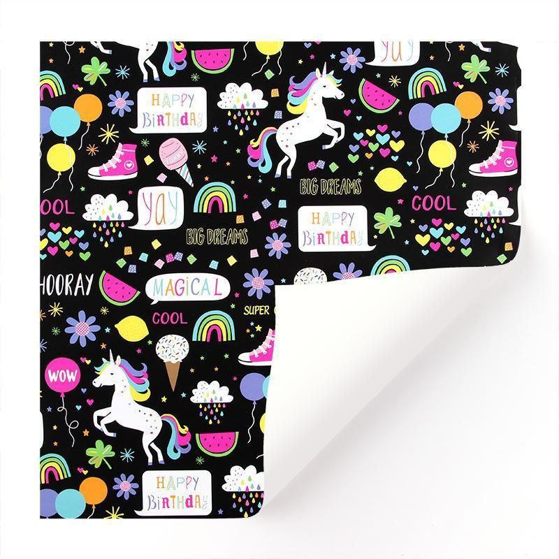 Premium Cartoon Gift Wrapping Paper – Unicorns 20 Sheets