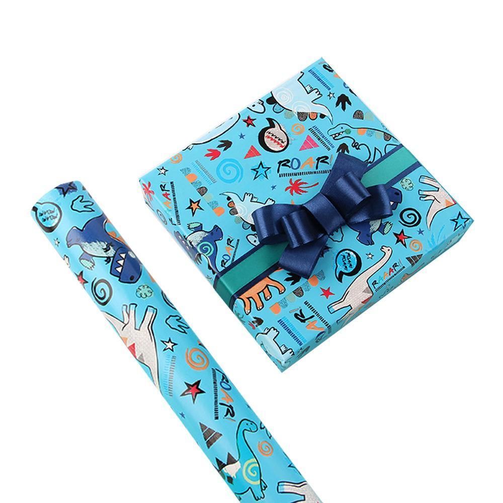 Premium Cartoon Gift Wrapping Paper – Blue Dinosaurs 20 Sheets