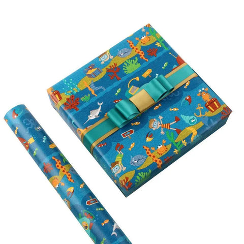 Premium Cartoon Gift Wrapping Paper – Submarines 20 Sheets