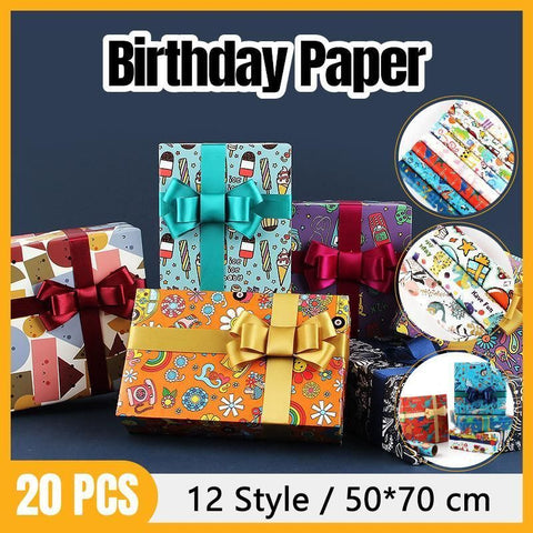Premium Cartoon Gift Wrapping Paper – Ice Cream 20 Sheets