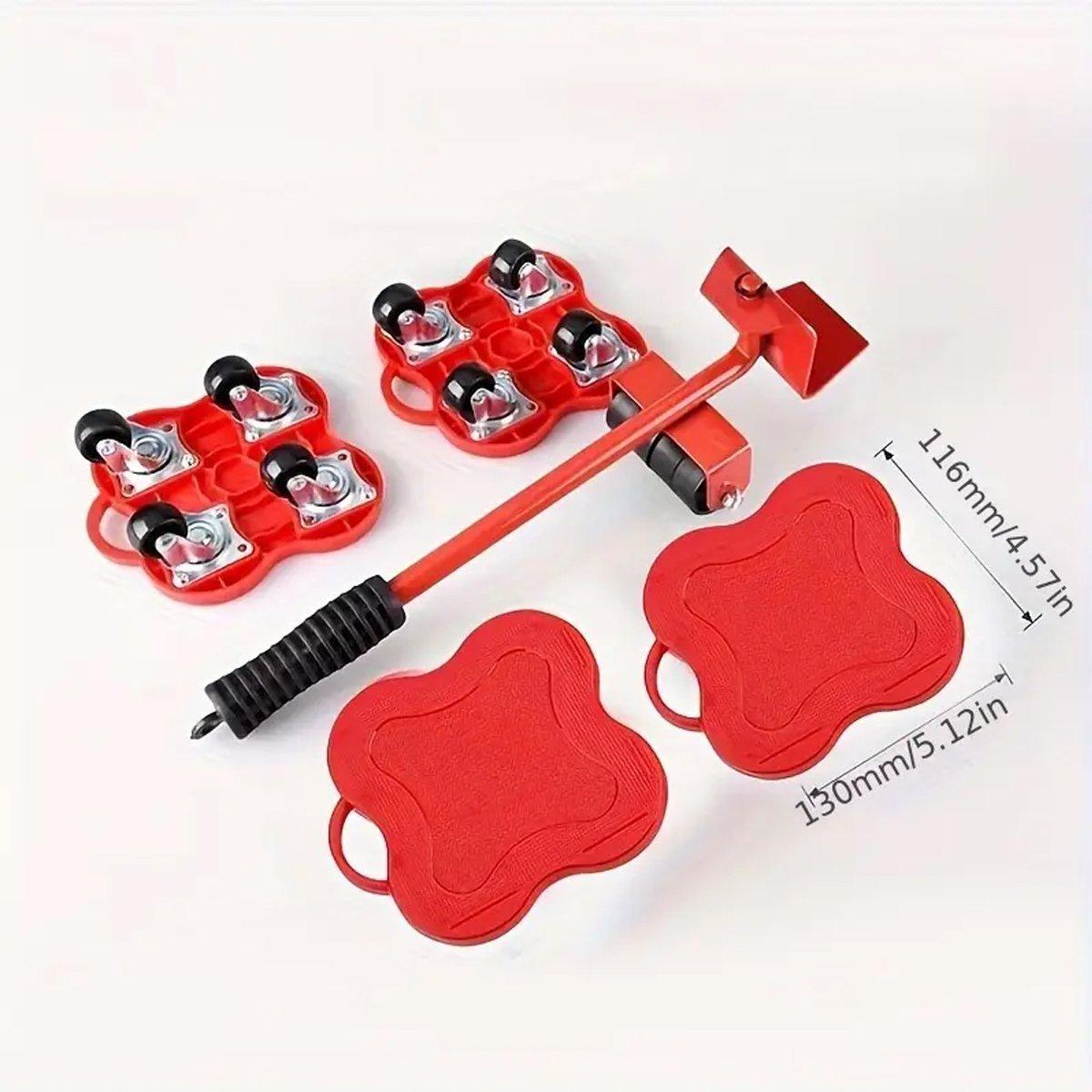 Premium Furniture Lifter Moving Tool Set with 360° Wheels - Black, 5 Piece