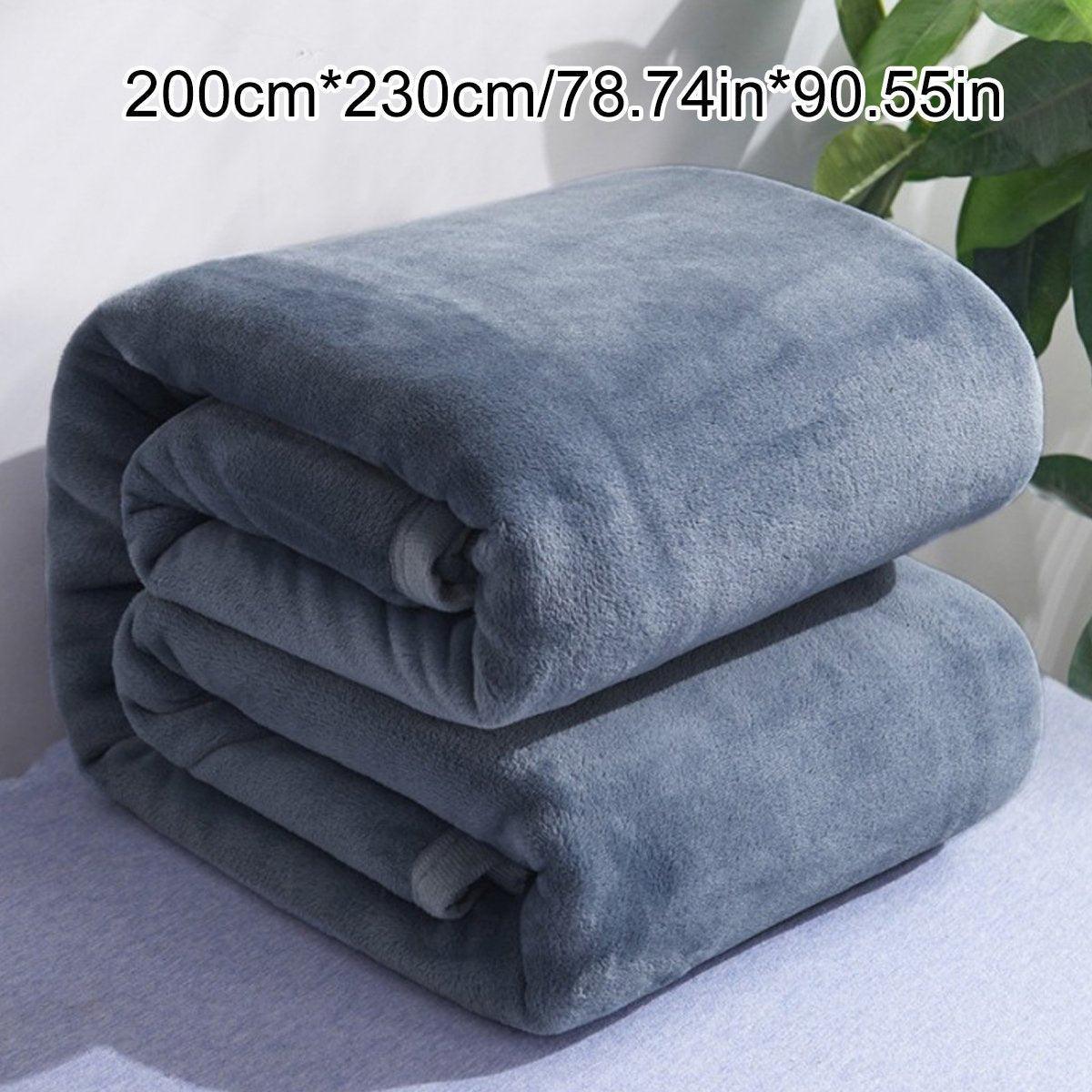 Soft Winter Flannel Blanket for Office Home Lunch Break Warm Cozy Throw Blanket - Grey Blue