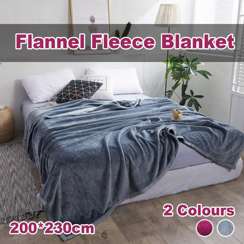 Soft Winter Flannel Blanket for Office Home Lunch Break Warm Cozy Throw Blanket - Wine Red - SuperSaverAU - view 1