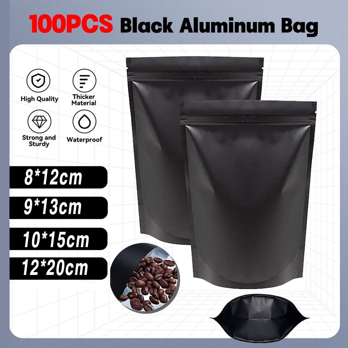Premium Black Aluminium Foil Mylar Bags – 10 x 15cm, 100 Pack