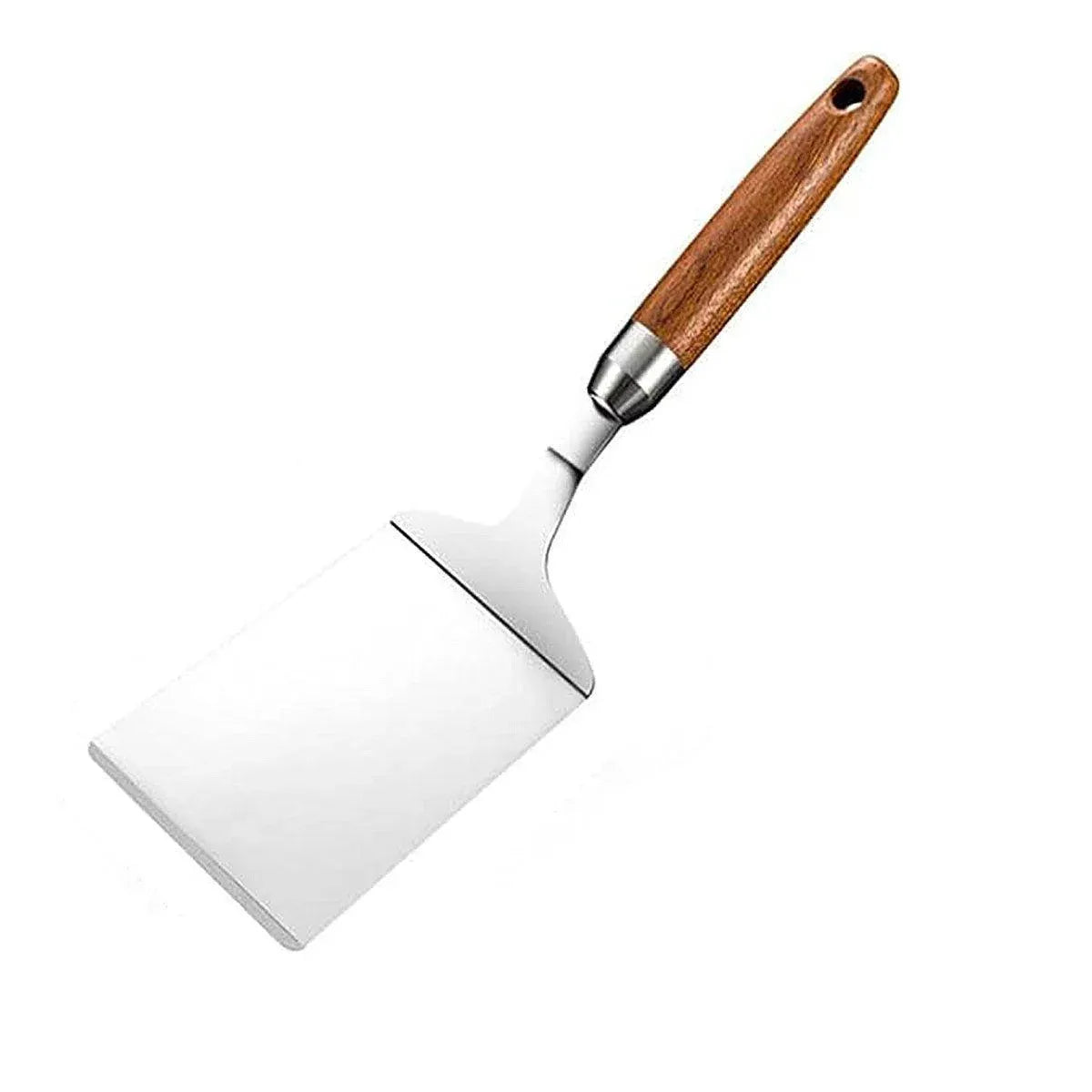 Premium Stainless Steel Teppanyaki Spatula – Wooden Handle