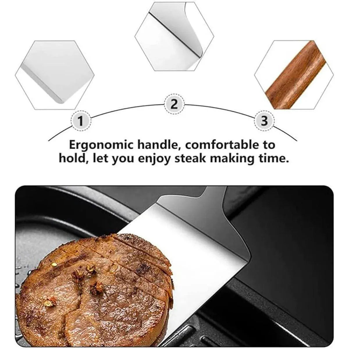 Premium Stainless Steel Teppanyaki Spatula – Wooden Handle