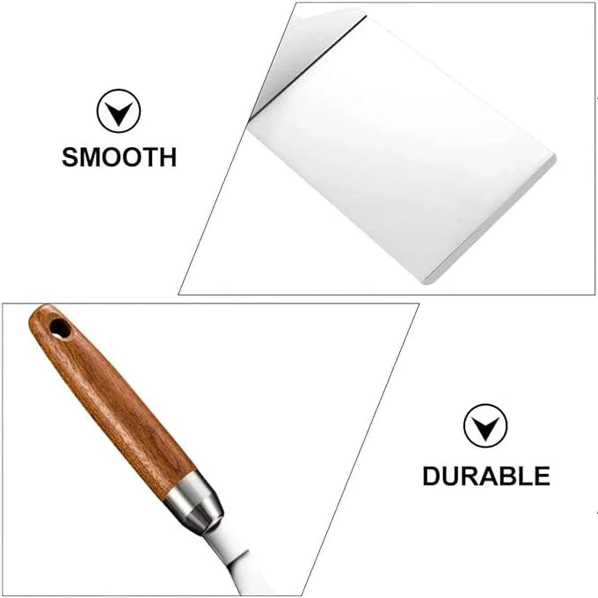 Premium Stainless Steel Teppanyaki Spatula – Wooden Handle