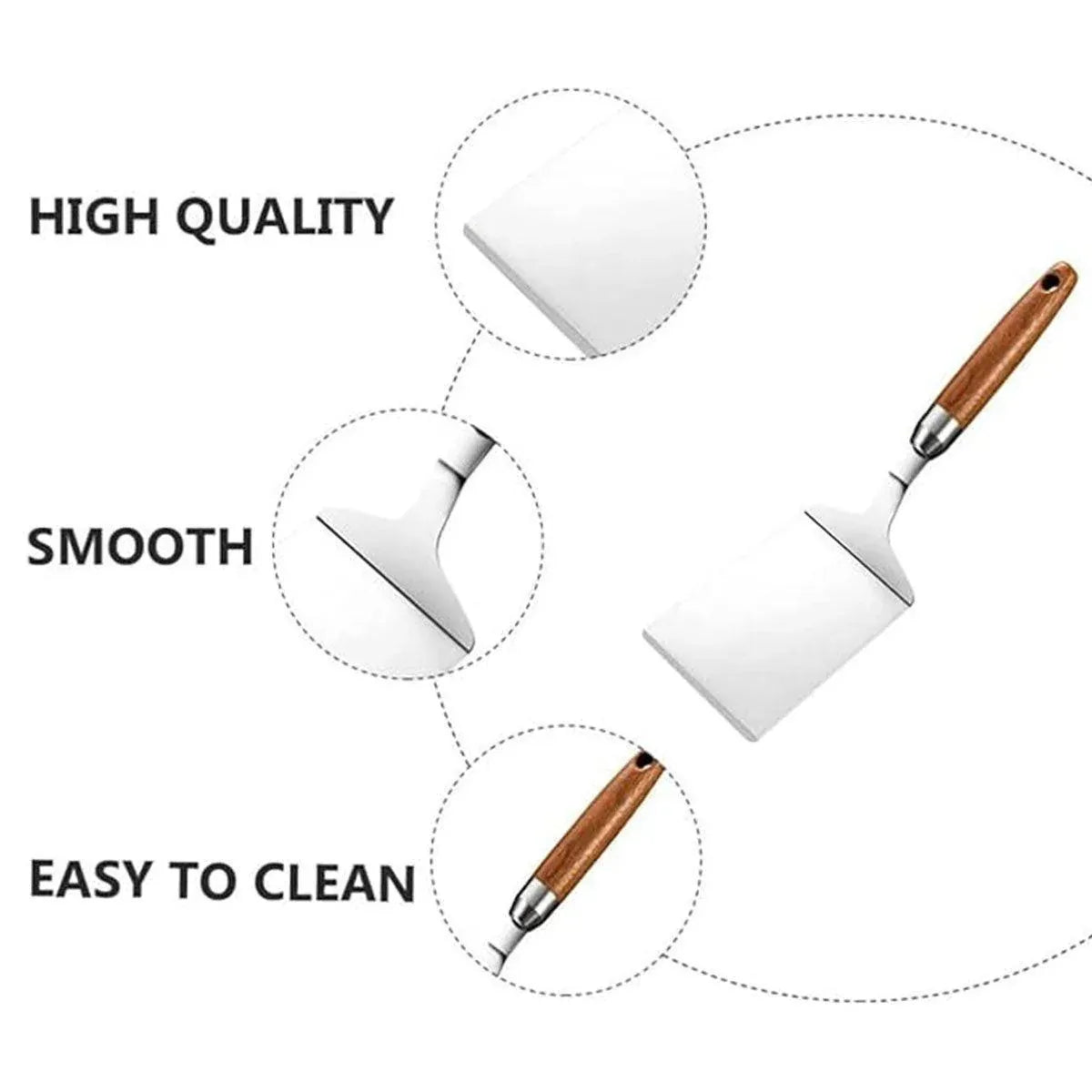 Premium Stainless Steel Teppanyaki Spatula – Wooden Handle
