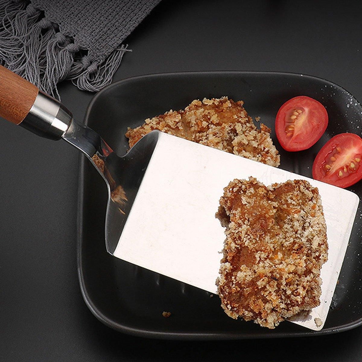 Premium Stainless Steel Teppanyaki Spatula – Wooden Handle
