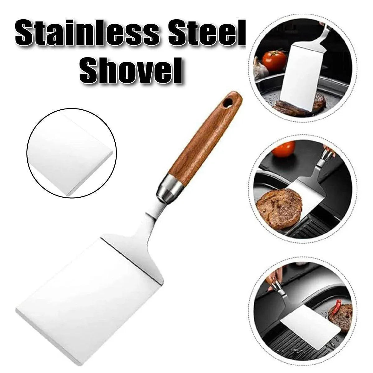 Premium Stainless Steel Teppanyaki Spatula – Wooden Handle