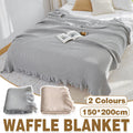 Cotton Waffle Blanket 150cm × 200cm - Lightweight Soft Throw for Sofa & Bed - Beige - SuperSaverAU - view 1