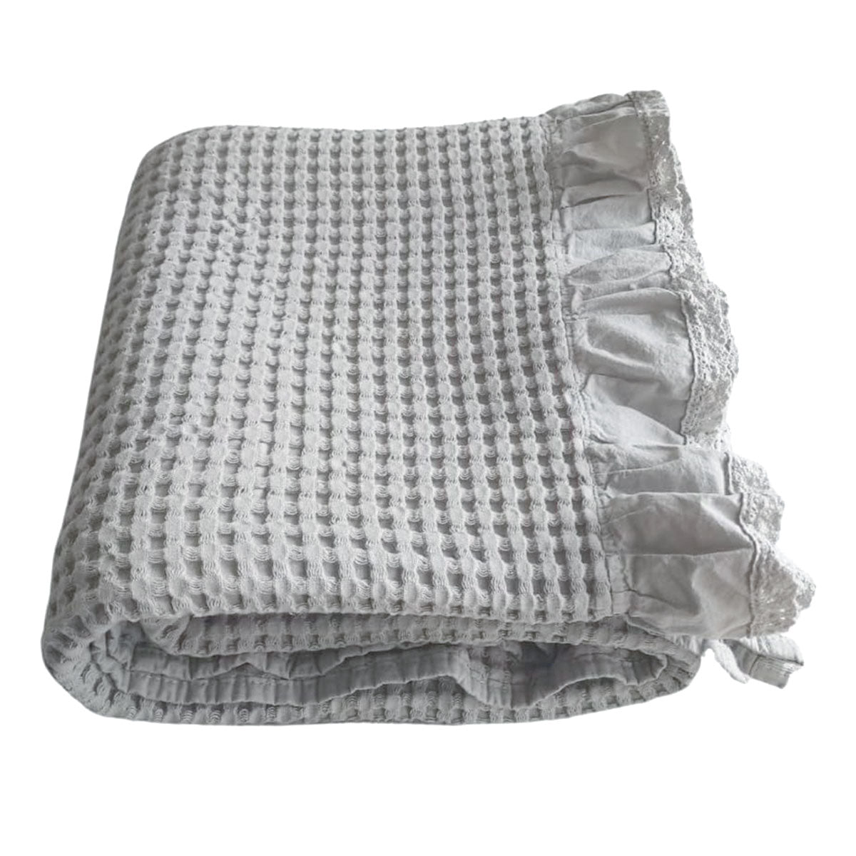 Cotton Waffle Blanket 150cm × 200cm - Lightweight Soft Throw for Sofa & Bed - Beige