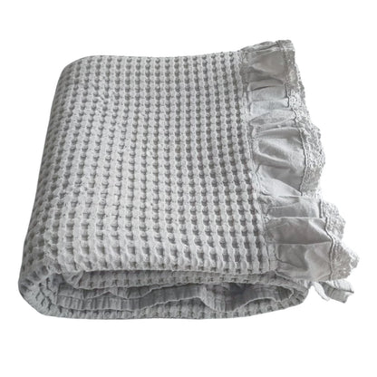 Cotton Waffle Blanket 150cm × 200cm - Lightweight Soft Throw for Sofa & Bed - Beige