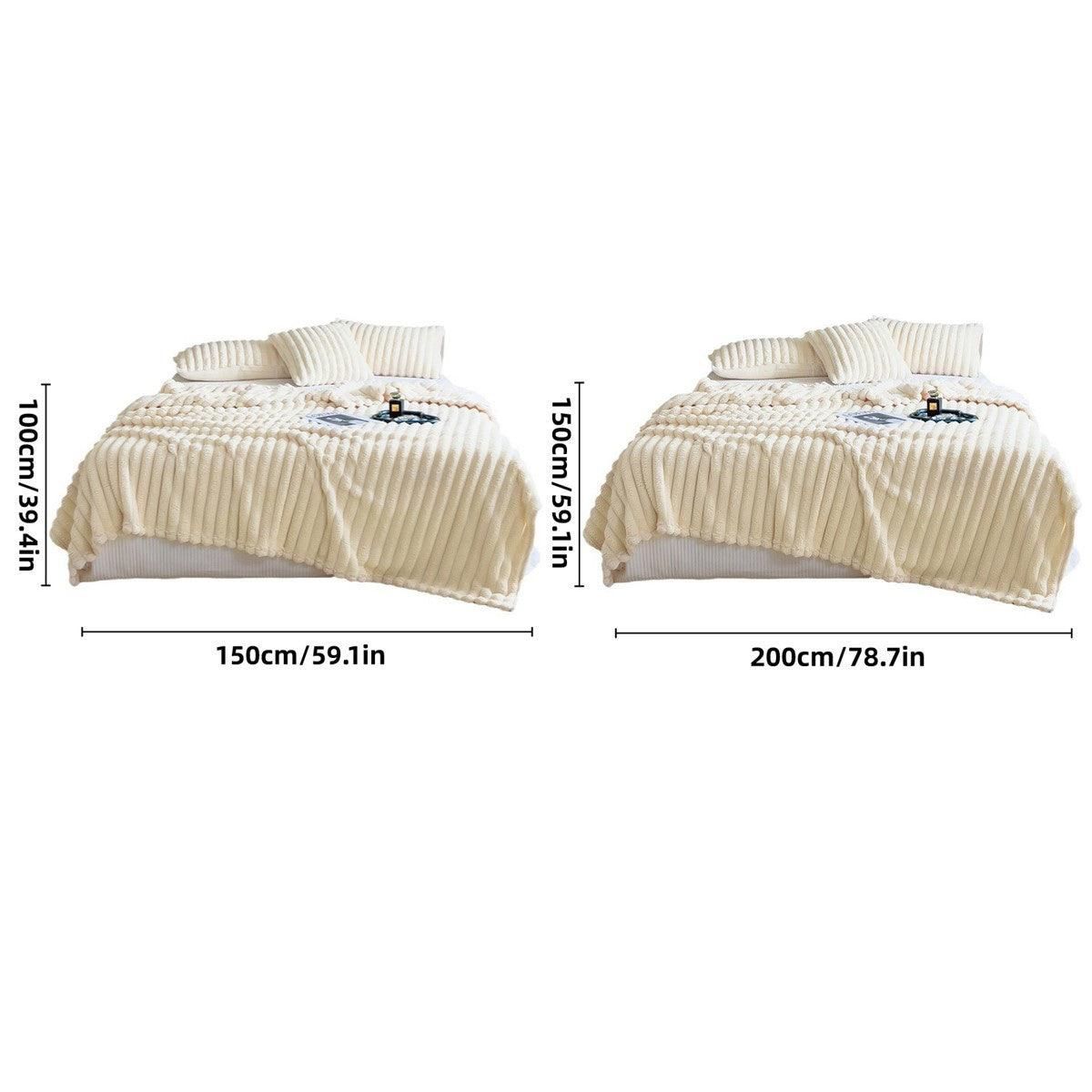 Premium Plush Throw Blanket – Khaki 150 x 200cm, Dual-Sided Texture