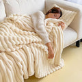 Premium Plush Throw Blanket – Khaki 150 x 200cm, Dual-Sided Texture