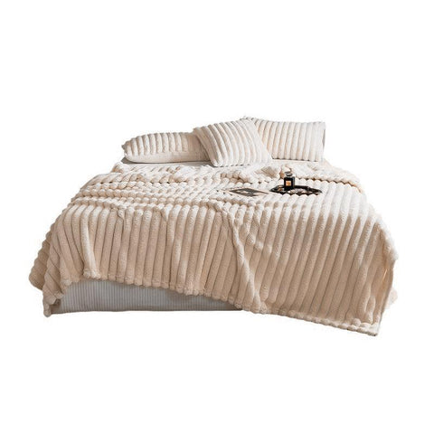 Plush Blanket Leisure Blanket Autumn Winter Warm Nap Throw Soft Cozy - White-100x150cm - SuperSaverAU - view 2