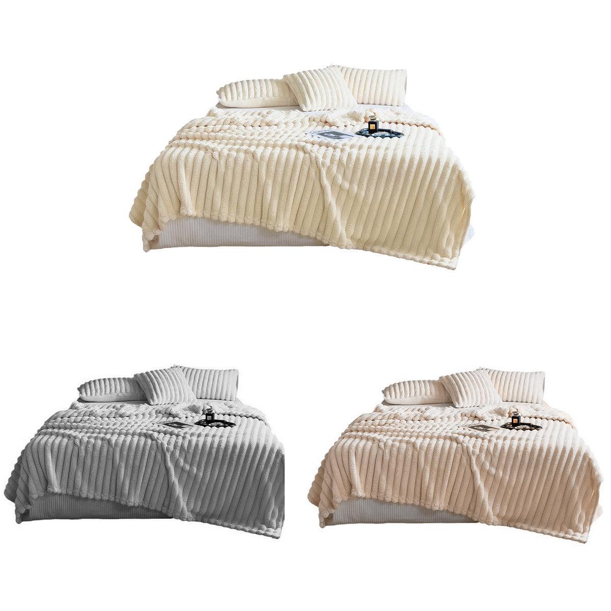Plush Blanket Leisure Blanket Autumn Winter Warm Nap Throw Soft Cozy - White-150x200cm - SuperSaverAU - view 1