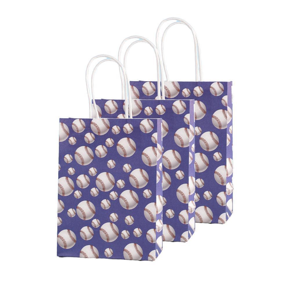 30PCS Fashion Ball Kraft Paper Gift Bag Festivals gift tote bag Party Favor Bag - Blue-Tennis-Ball-30pcs - SuperSaverAU - view 3