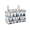 Premium Hanging Canvas Bedside Storage Caddy - Blue Triangle, 30 x 26 x 11cm
