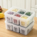 Premium 6-Compartment Vegetable Crisper Box – White with Lid