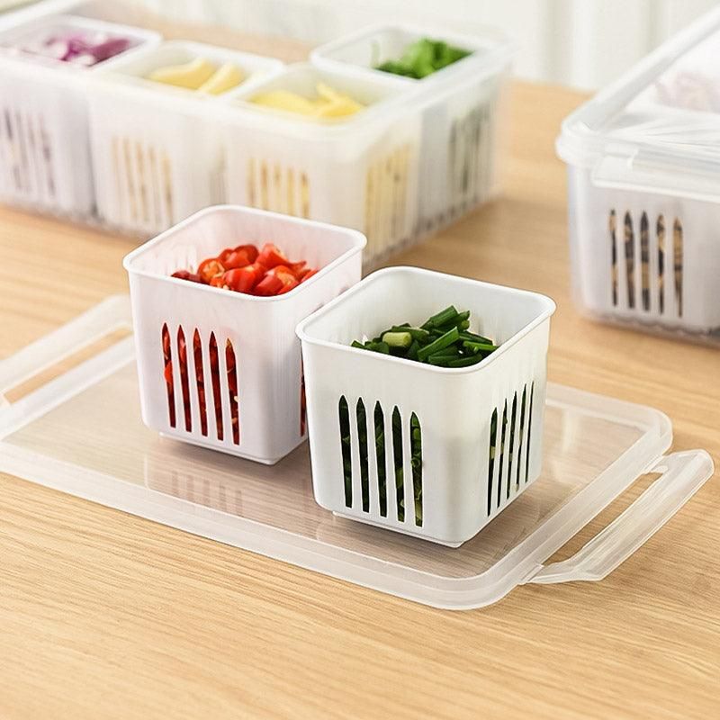 Premium 6-Compartment Vegetable Crisper Box – White with Lid