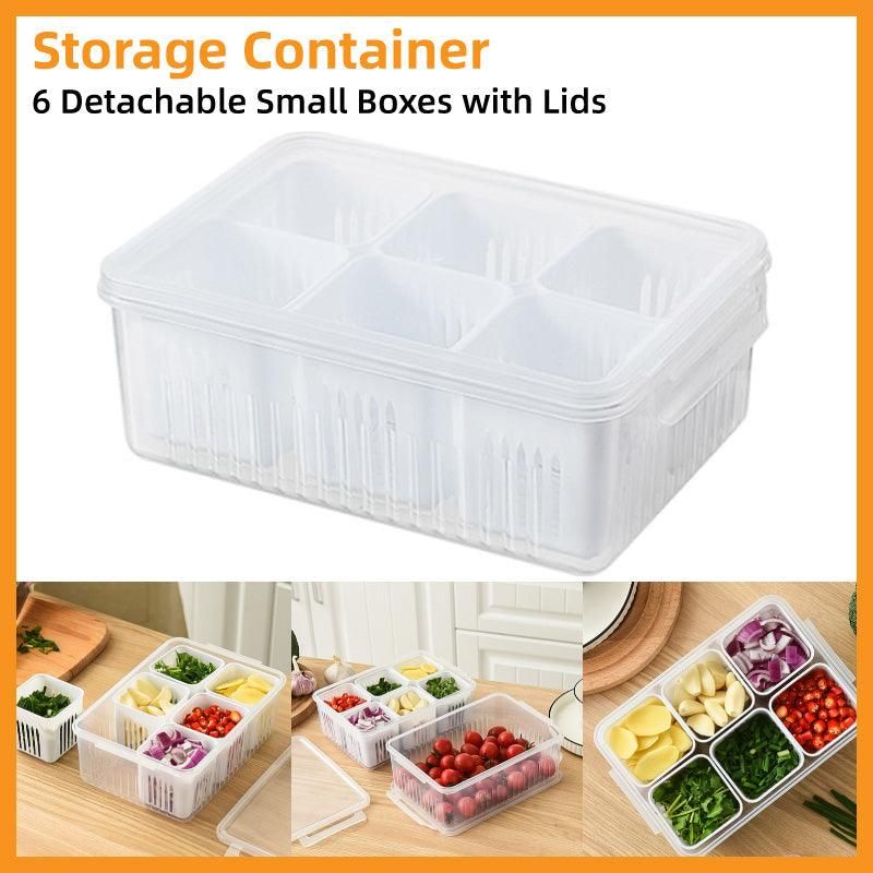 Premium 6-Compartment Vegetable Crisper Box – White with Lid