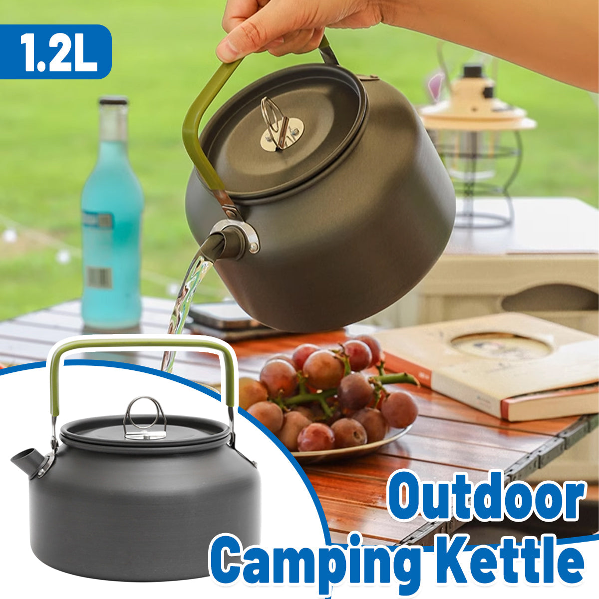 1.2L Outdoor Teapot Camping Hiking Portable Aluminum Kettle Coffee Pot Travel - SuperSaverAU - view 1