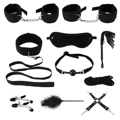 Premium 14-Piece Bondage Set - BDSM Restraint Kit with Ball Gag & Whip - Red